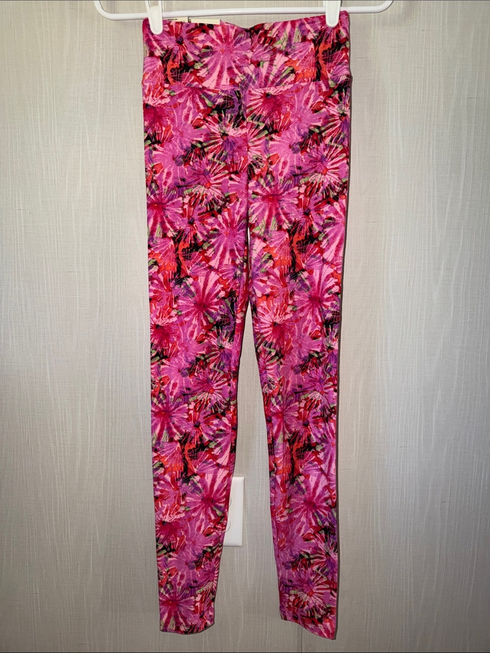 No Boundaries Bright Pink Floral Tie-Dye Leggings